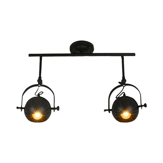 Black Industrial Style Rotatable Track Light with Ball Shade, Semi Flush Mount for Living Room - Accommodates 2/3/4 Bulbs