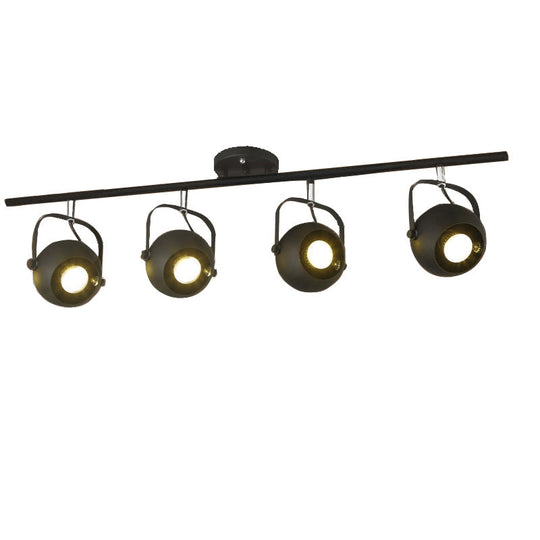 Black Industrial Style Rotatable Track Light with Ball Shade, Semi Flush Mount for Living Room - Accommodates 2/3/4 Bulbs