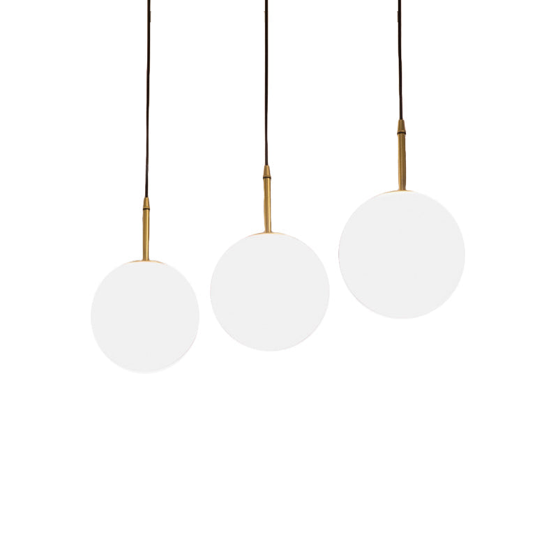 Modern Brass and White Glass Ceiling Pendant Light - 6"/8" Wide - Ideal for Dining Room