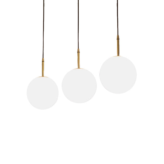 Modern Brass and White Glass Ceiling Pendant Light - 6"/8" Wide - Ideal for Dining Room