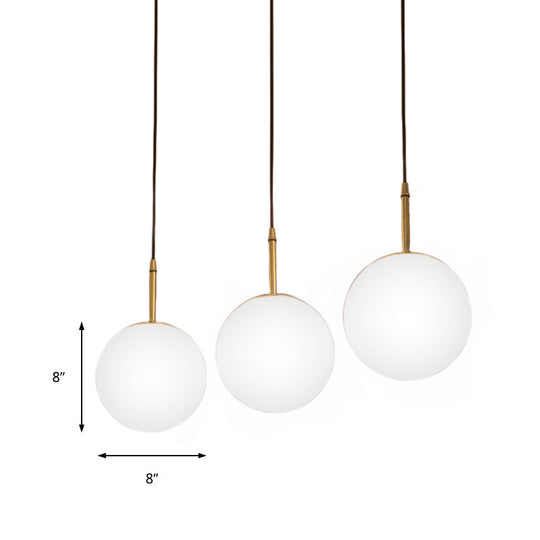 Modern Brass and White Glass Ceiling Pendant Light - 6"/8" Wide - Ideal for Dining Room