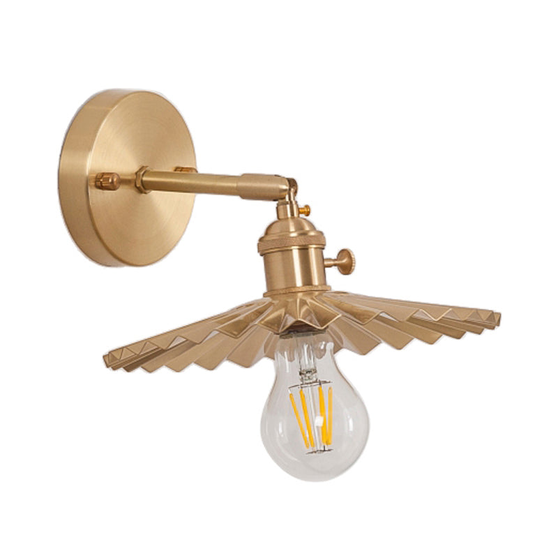 Retro Radial Wave Wall Sconce - Brass Finish Bedside Lamp