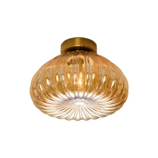 Sleek Clear/Amber Glass Led Ceiling Light Fixture - 5.5/11 W