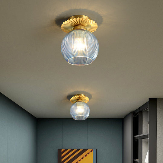 Contemporary Semi Flush Ceiling Light with Prism Glass - Ideal for Hallways