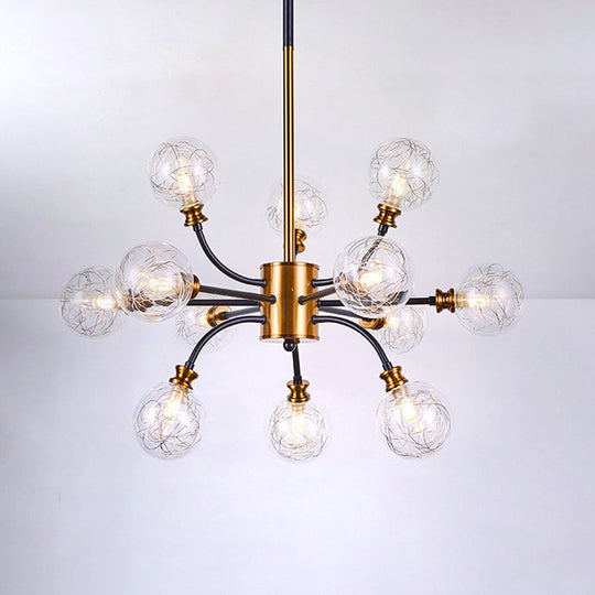 Bubble Suspended Lighting: Contemporary Glass Chandelier With 12/16-Lights And Elegant Curvy Arm In