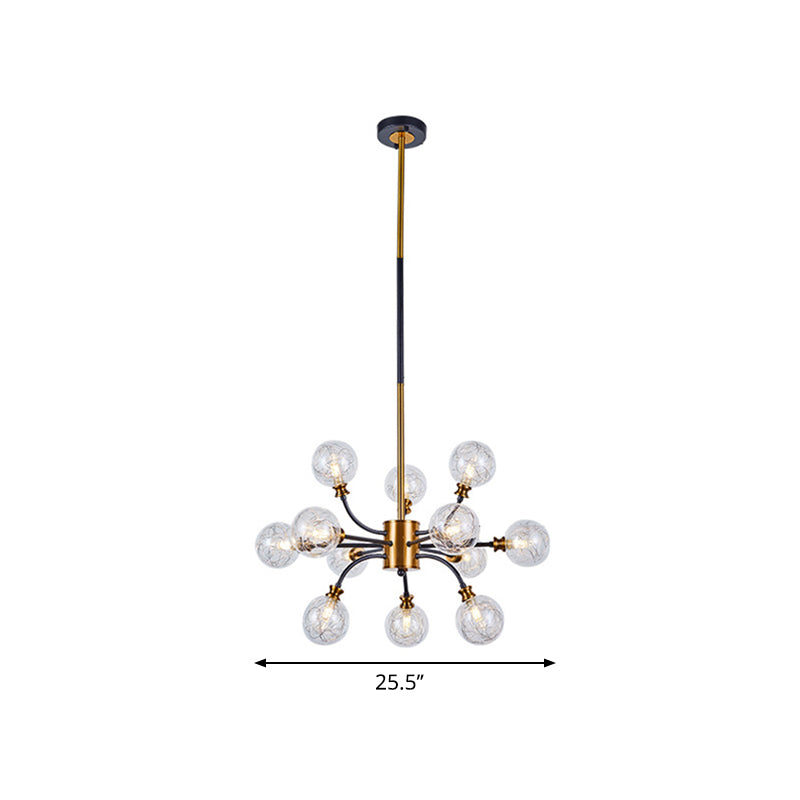 Bubble Suspended Lighting: Contemporary Glass Chandelier With 12/16-Lights And Elegant Curvy Arm In