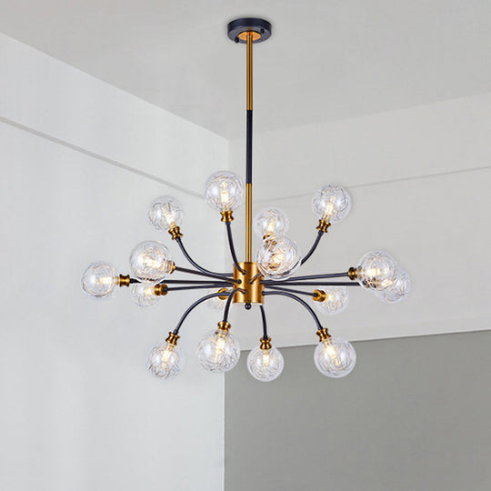 Bubble Suspended Lighting: Contemporary Glass Chandelier With 12/16-Lights And Elegant Curvy Arm In