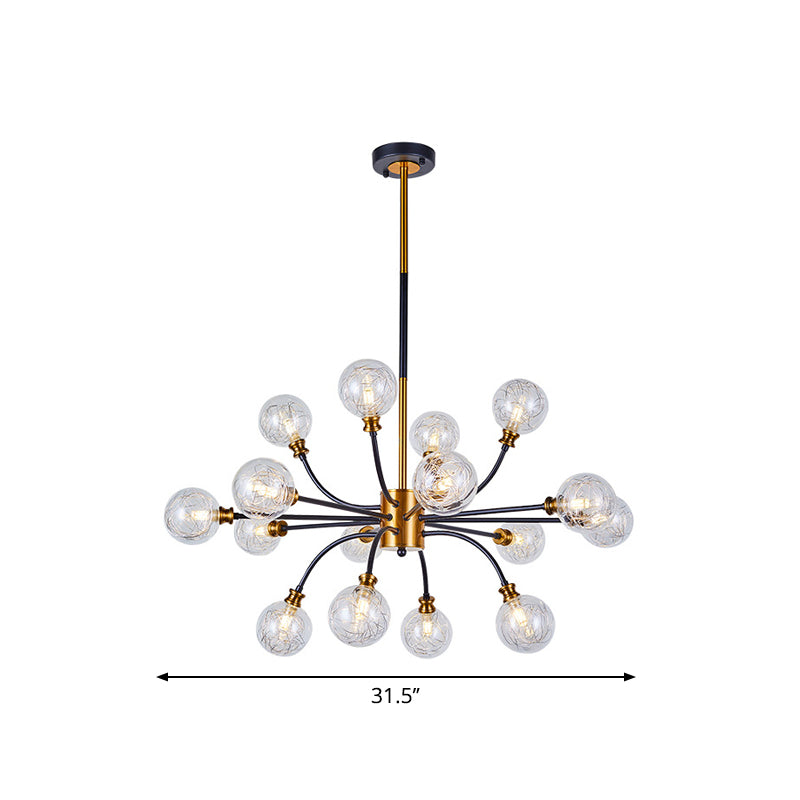 Bubble Suspended Lighting: Contemporary Glass Chandelier With 12/16-Lights And Elegant Curvy Arm In