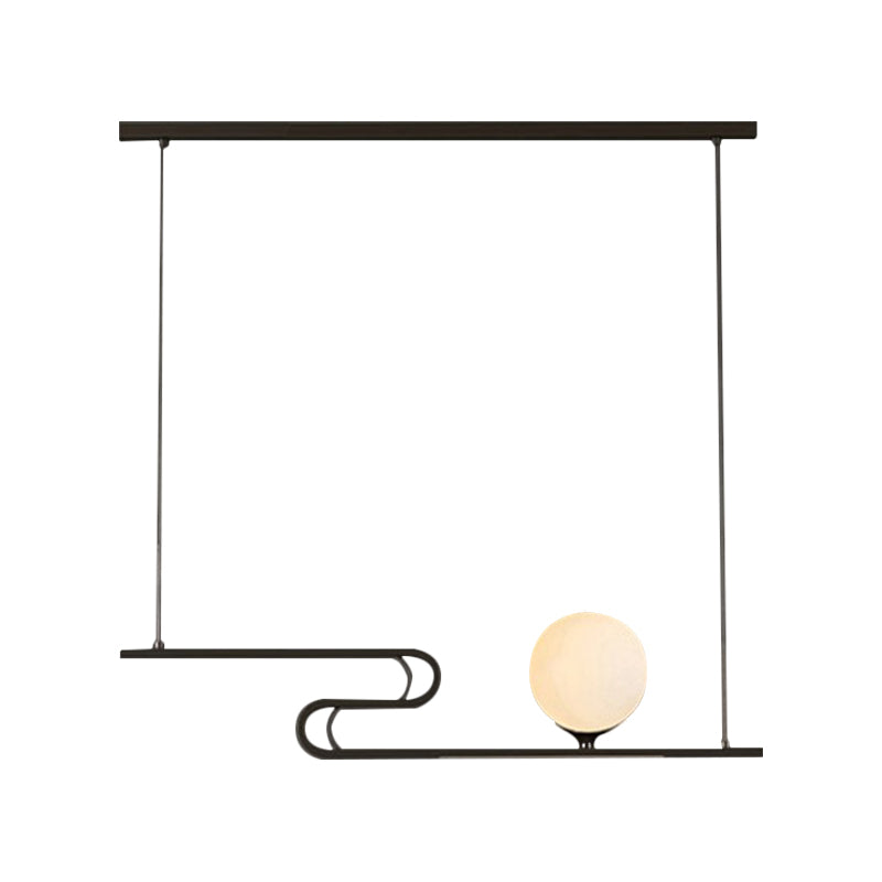 Simplicity Modo Hanging Chandelier - Milky Glass 1/2-Head Island Lamp With Folding Line Design In