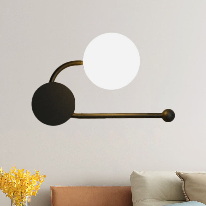 Nordic Style Pvc Round Wall Sconce Light - Black/Gold Mounted Lamp