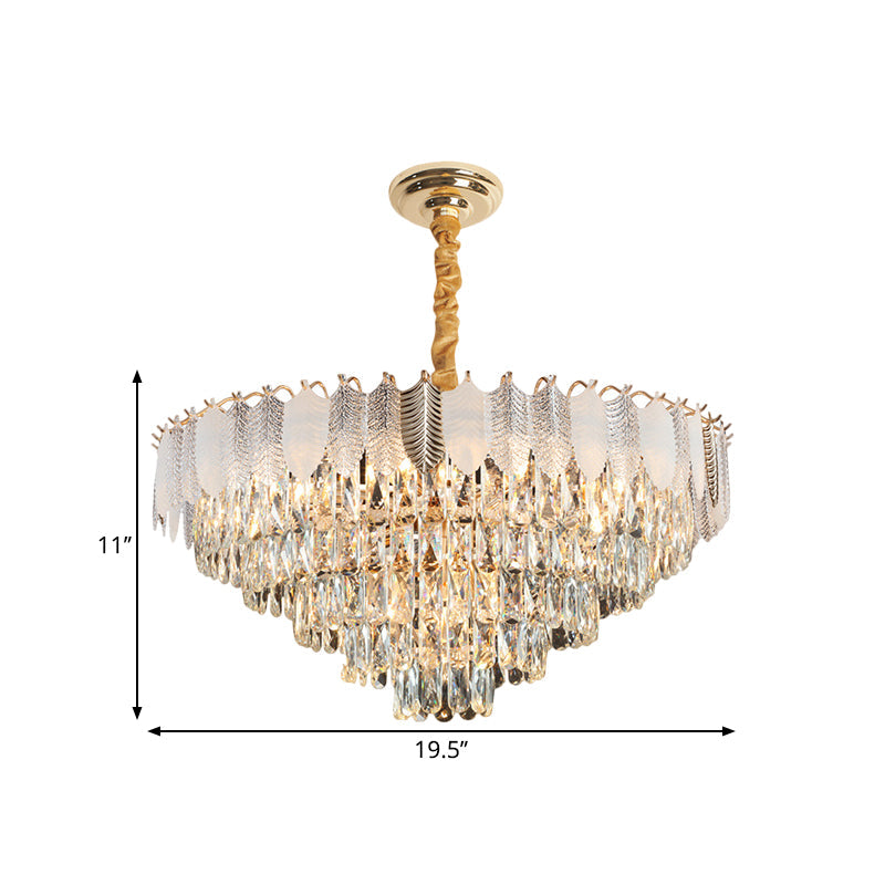 7-Head Clear Crystal Prisms Chandelier Pendant Light Modern Circular Ceiling Suspension Lamp