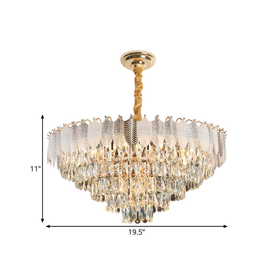 7-Head Clear Crystal Prisms Chandelier Pendant Light Modern Circular Ceiling Suspension Lamp