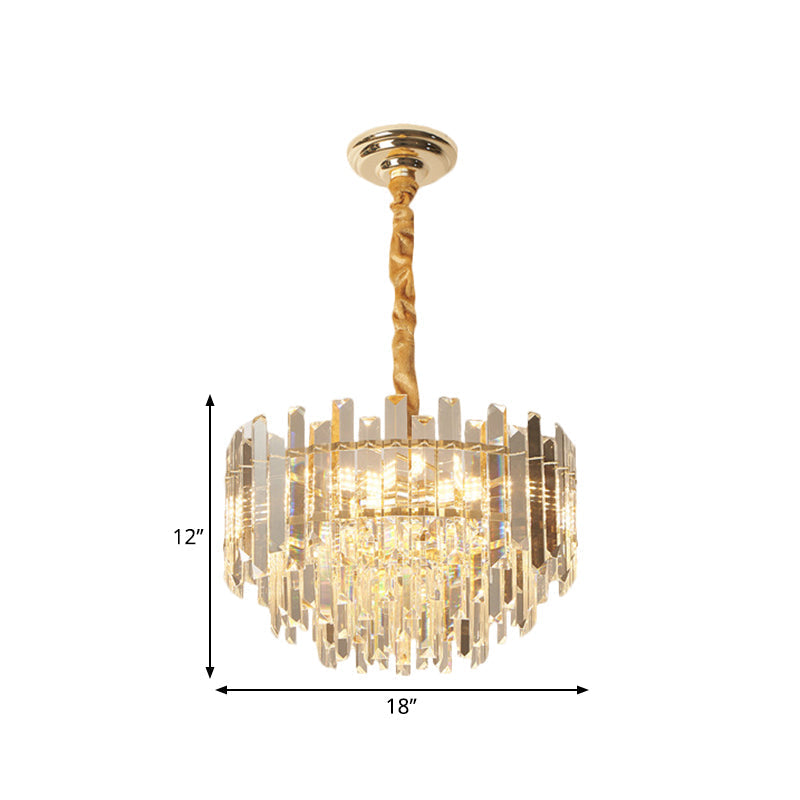 Contemporary Clear Crystal Prismatic Pendant Light Fixture - 8/10 Bulbs, 18"/23.5" Wide