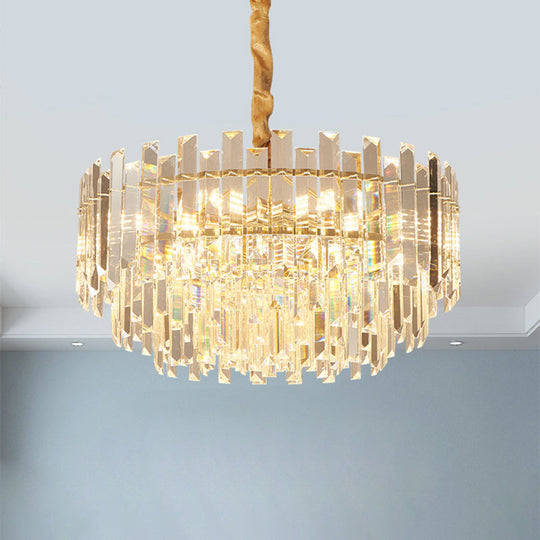 Contemporary Clear Crystal Prismatic Pendant Light Fixture - 8/10 Bulbs, 18"/23.5" Wide