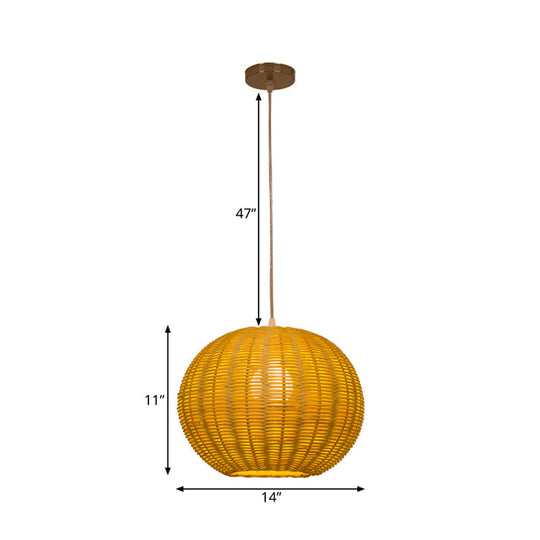 Handmade Rattan Pendant Lamp - Asian Style 1-Light Beige Ideal For Restaurants