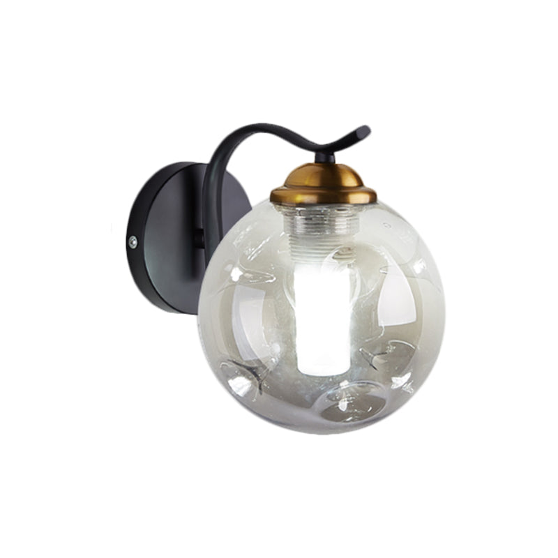 Modernist Bubbly Wall Sconce In Amber/Smoke Gray Glass - Drawing Room Light Mounted Black/Gold