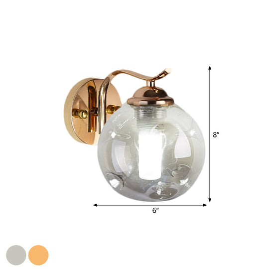 Modernist Bubbly Wall Sconce In Amber/Smoke Gray Glass - Drawing Room Light Mounted Black/Gold