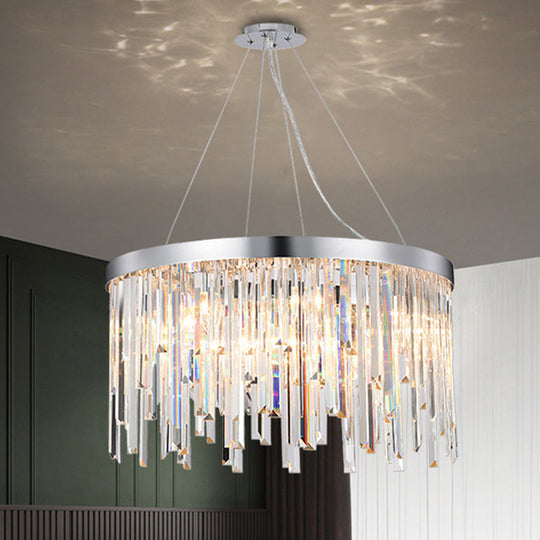 Contemporary Hanging Lamp Kit with Crystal Prisms, 2/6 Bulbs, 8"/16" Wide