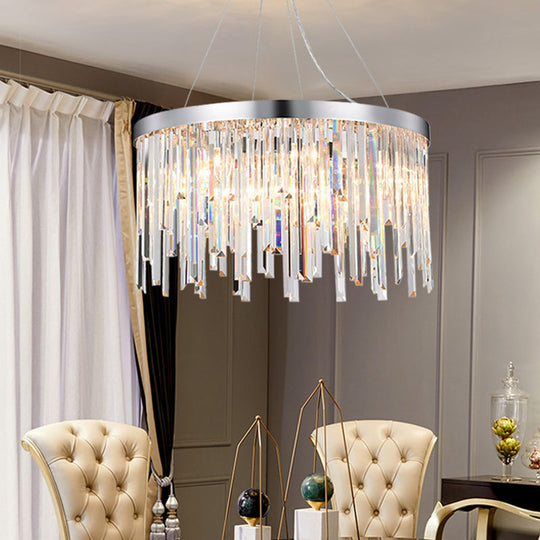 Contemporary Hanging Lamp Kit with Crystal Prisms, 2/6 Bulbs, 8"/16" Wide