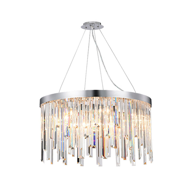 Round Crystal Chandelier Lighting Kit With 2/6 Hanging Bulbs Contemporary Design - 8/16 Wide