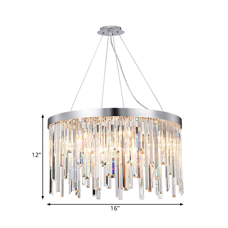 Contemporary Hanging Lamp Kit with Crystal Prisms, 2/6 Bulbs, 8"/16" Wide