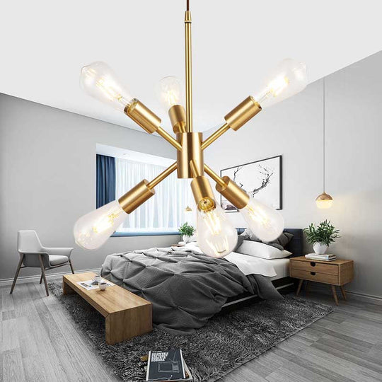 Sputnik Metallic Multi-Light Ceiling Pendant - Loft Style Brass Finish