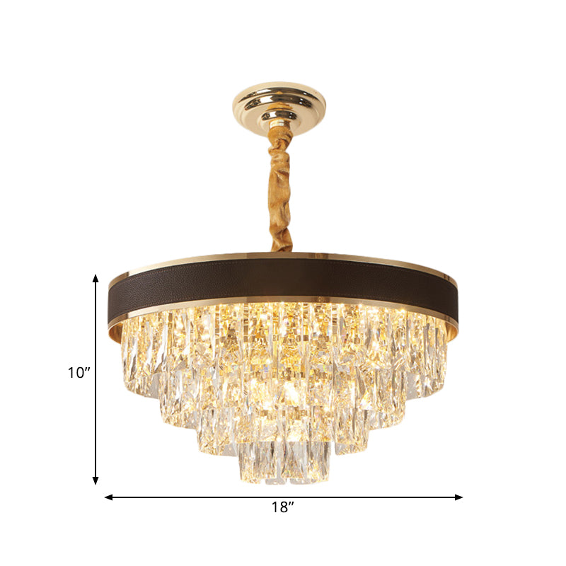 Tapered Clear Crystal Blocks Ceiling Chandelier - Modern 8/10 Heads Suspension Lamp, 18"/23.5" Width