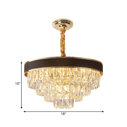 Tapered Clear Crystal Blocks Ceiling Chandelier - Modern 8/10 Heads Suspension Lamp, 18"/23.5" Width