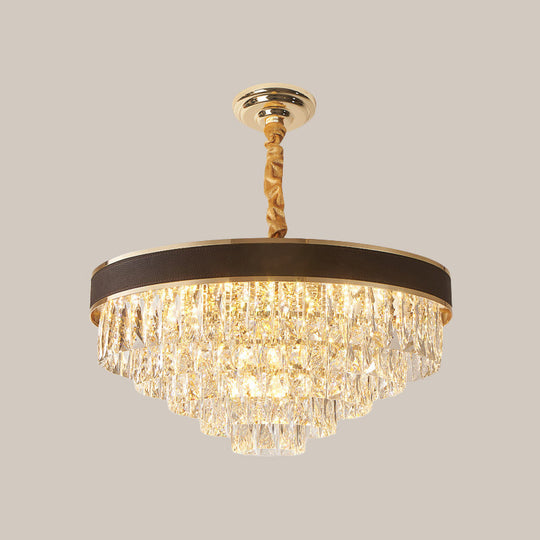 Tapered Clear Crystal Blocks Ceiling Chandelier - Modern 8/10 Heads Suspension Lamp, 18"/23.5" Width