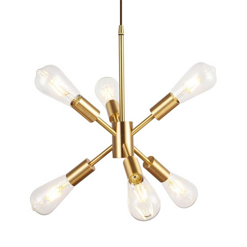 Modern Sputnik Hanging Pendant Light, Loft Style, Brass Finish