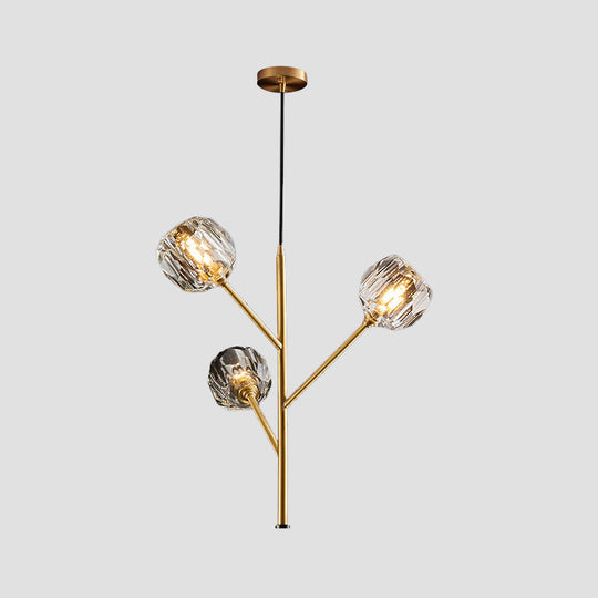 Modern Crystal Ball Chandelier - Gold Suspension Lighting with 3/6 Head Options