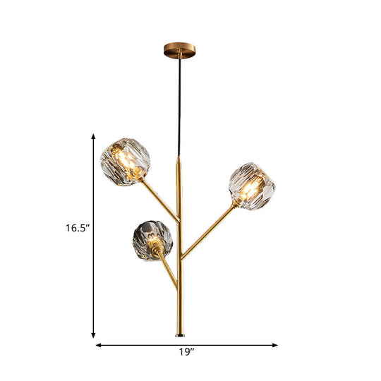 Modern Crystal Ball Chandelier - Gold Suspension Lighting with 3/6 Head Options