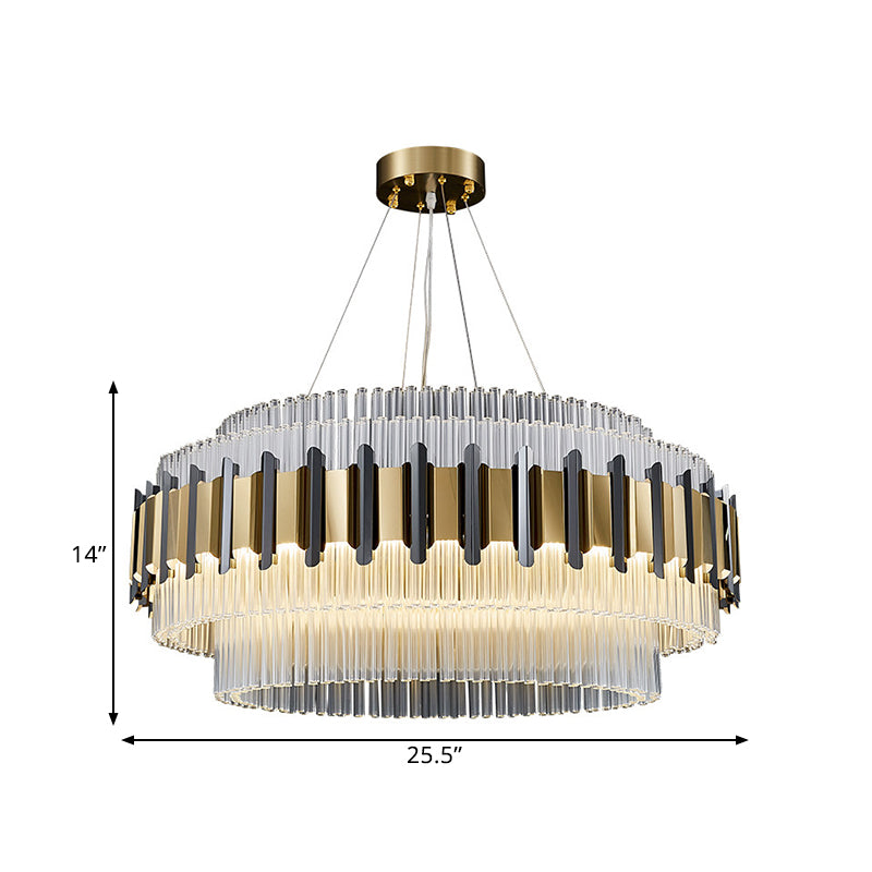 Contemporary LED Crystal Chandelier - Clear Tubes, Ceiling Light Fixture for Parlor