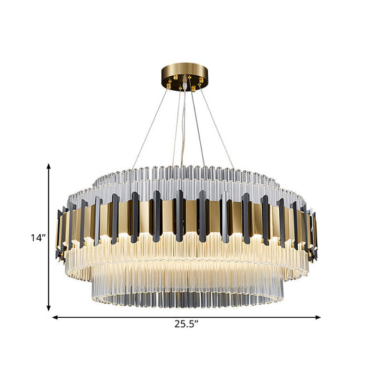 Contemporary LED Crystal Chandelier - Clear Tubes, Ceiling Light Fixture for Parlor