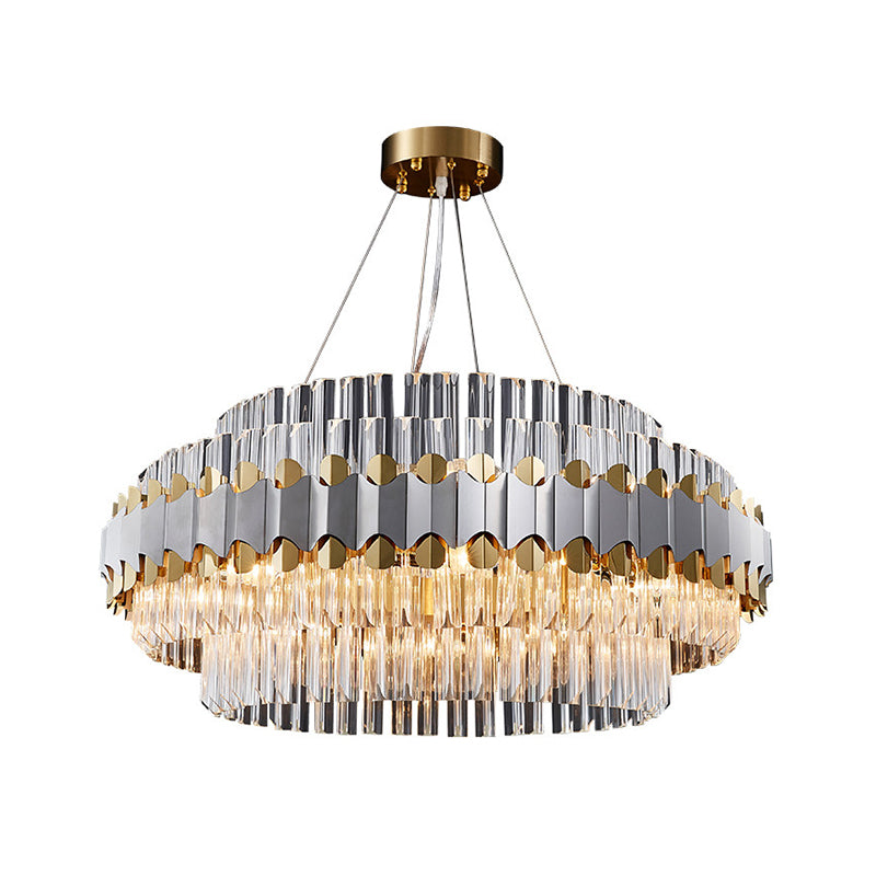 Modern Crystal Pendant Light With Clear Round Ceiling Design - 12 Head Restaurant Chandelier In Gold