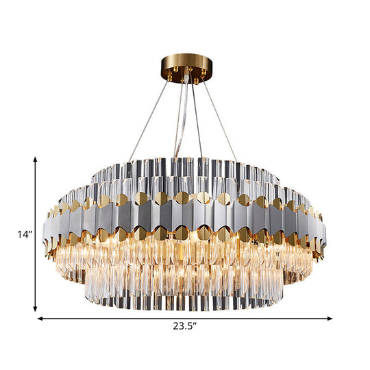 Modern Crystal Pendant Light With Clear Round Ceiling Design - 12 Head Restaurant Chandelier In Gold