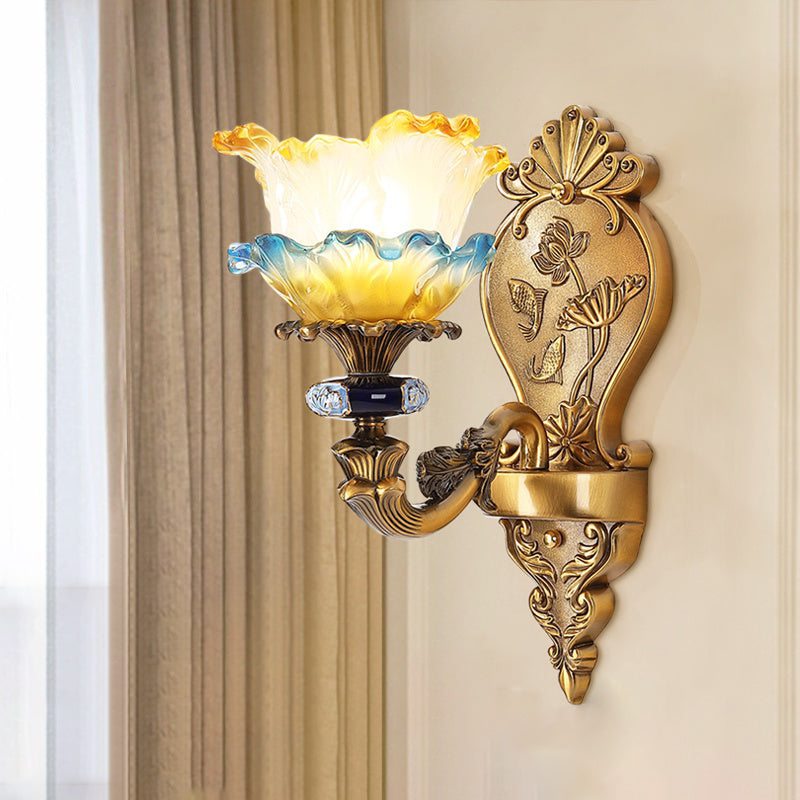 Retro Brass Wall Mount Sconce With Frosted Glass Shade For Dining Room 1 /