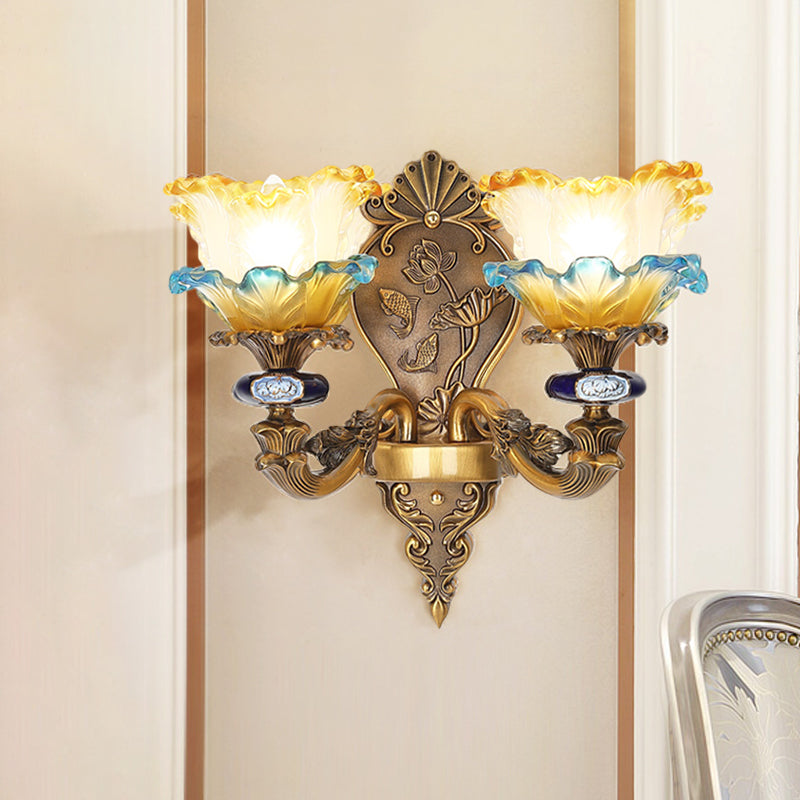 Retro Brass Wall Mount Sconce With Frosted Glass Shade For Dining Room