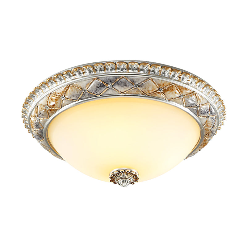 Traditional Frosted Glass Dome Ceiling Light Fixture - 14"/16"/19.5" - Gold/Silver Finish - Flush Mount for Bedroom