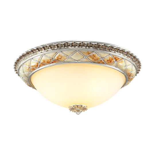 Traditional Frosted Glass Dome Ceiling Light Fixture - 14"/16"/19.5" - Gold/Silver Finish - Flush Mount for Bedroom