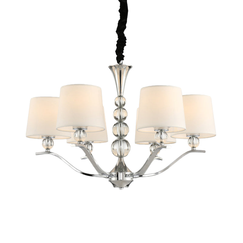 Modernist White Barrel Shade Chandelier Light Fixture - 6/8 Lights - Radial Ceiling Pendant Lamp - 30.5"/26.5" Wide