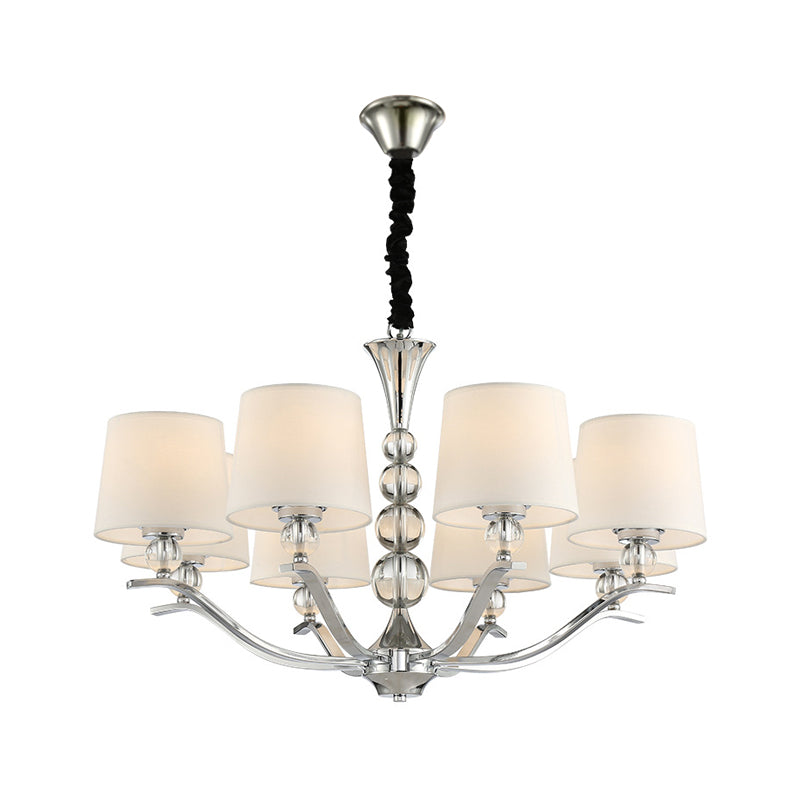 Modernist White Barrel Shade Chandelier Light Fixture - 6/8 Lights - Radial Ceiling Pendant Lamp - 30.5"/26.5" Wide