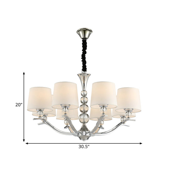 Modernist Barrel Shade Chandelier - 6/8-Light Fabric Radial Ceiling Pendant White 30.5/26.5 Wide