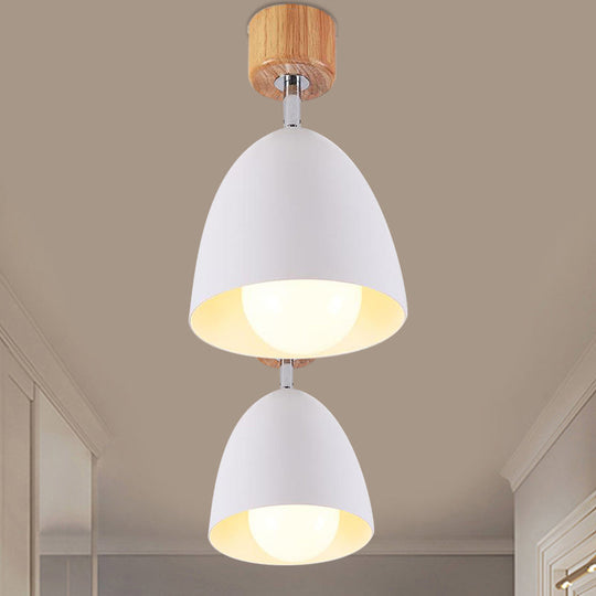 Nordic Style Dome Semi Flush Ceiling Light - Metal Rotatable Lamp For Bedroom In Grey/White White