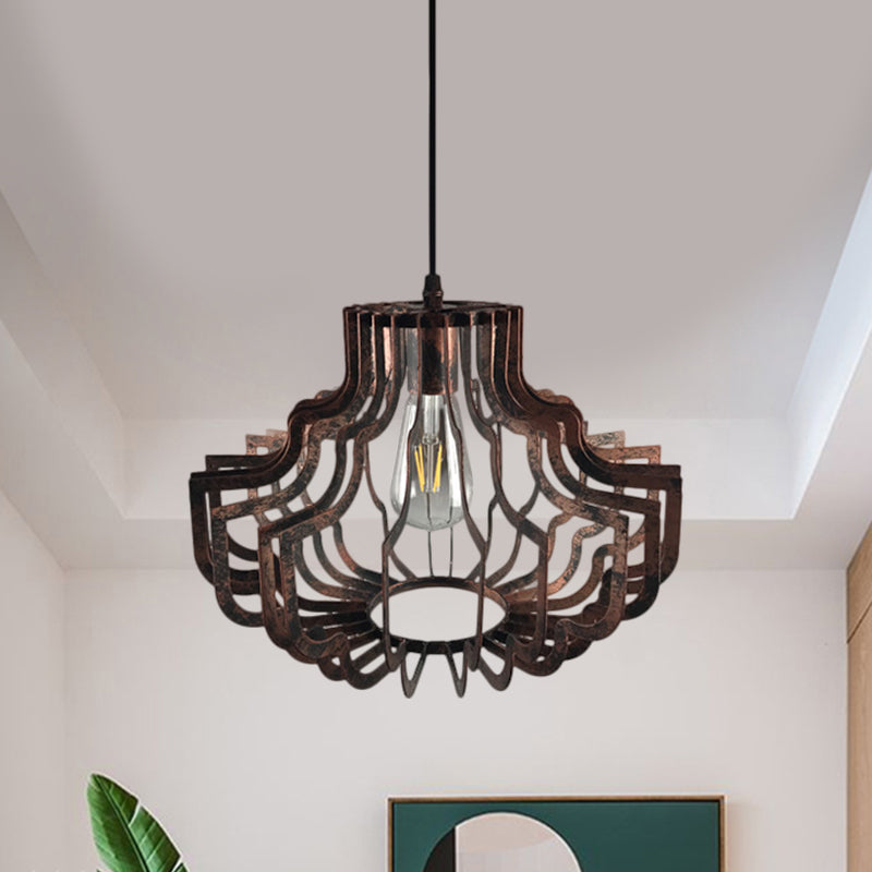 Adjustable Vintage Style Brass/Rust Iron Geometric Suspension Ceiling Light