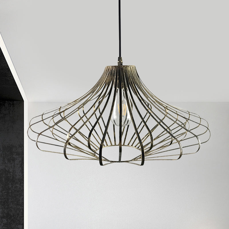 Country Style Metal Wire Cage Pendant Lamp With Adjustable Cord - Brass/Rust Ceiling Light Brass