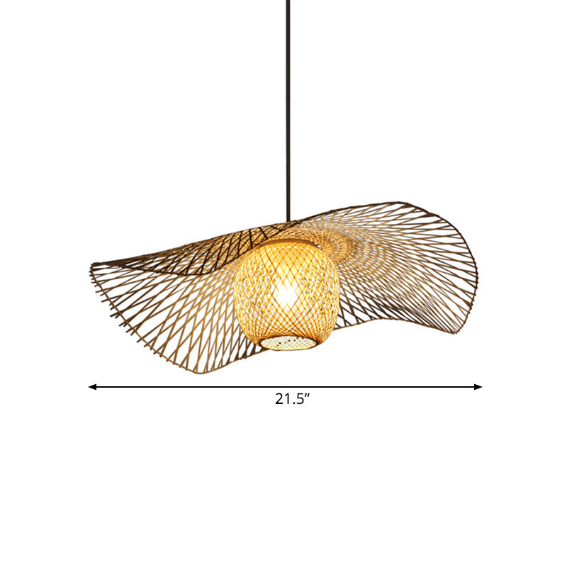 Rustic Ceiling Drop Light With Woven Rattan Dome- Ideal For Cafe And Restaurant - Available In 3