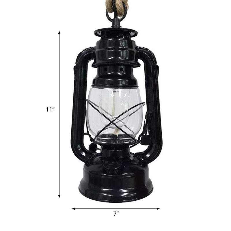 Industrial Clear Glass Pendant Ceiling Light for Coffee Shop - Black/Bronze/Antique Brass Finish