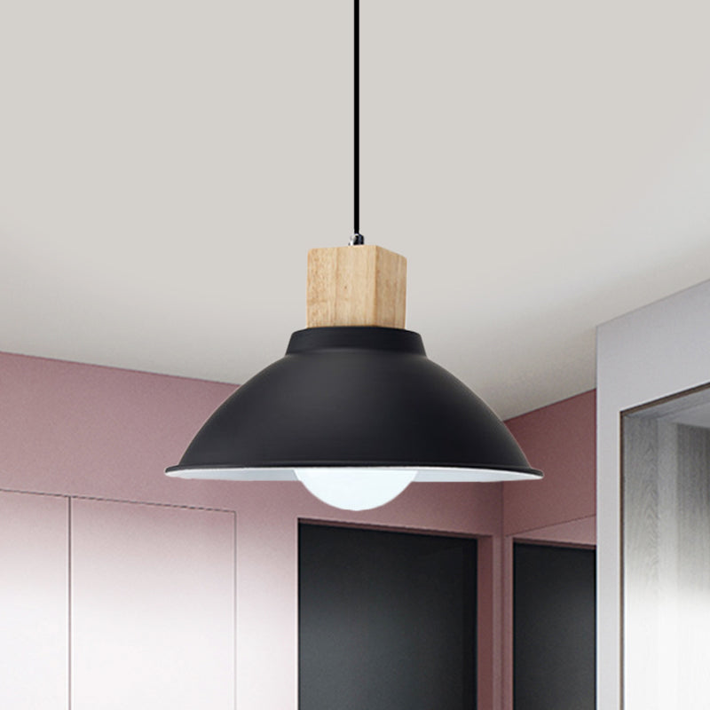 Modern Metal And Wood Hanging Lamp For Living Rooms - Black Pendant Ceiling Light / A