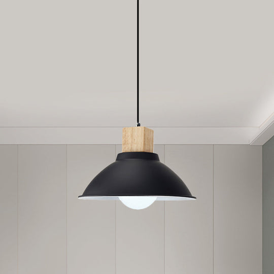 Modern Metal And Wood Hanging Lamp For Living Rooms - Black Pendant Ceiling Light